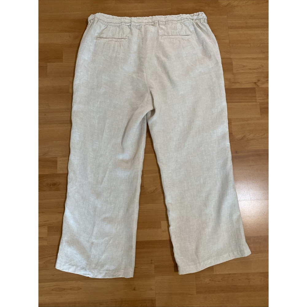 Caslon Drawstring Wide Leg 100% Linen Pants Beige Size XL Resort Beach Lagenlook - Picture 5 of 10